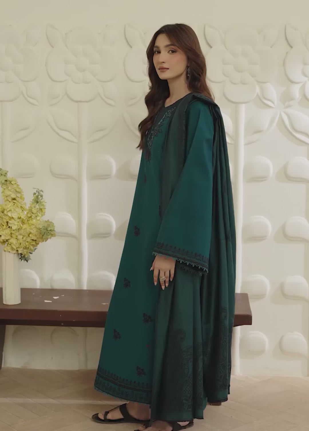 Onara by Humdum Unstitched Embroidered Khaddar 3 Piece Suit HD26UKO D-04 - Winter Collection