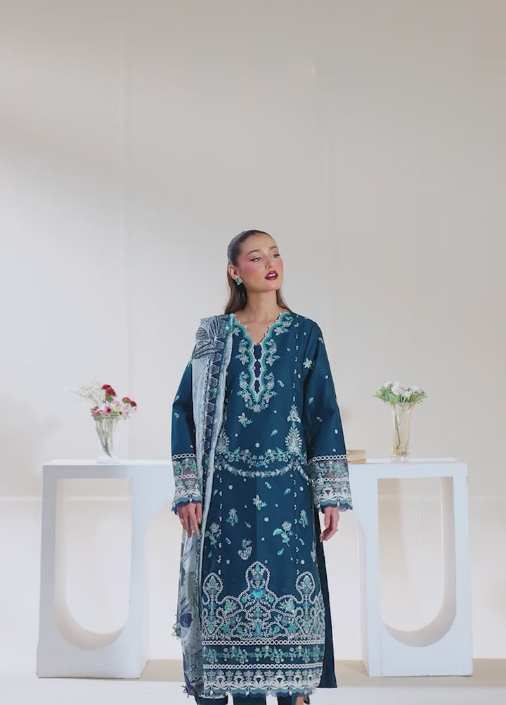 Uniluxe Unstitched Embroidered Lawn 3 Piece Suit LU00002 Azul Marino - Casual Collection