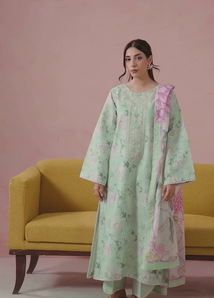 Summer Diary by Neeshay Unstitched Printed Lawn 3 Piece Suit NSH26SD Mint Reverie - Casual Collection