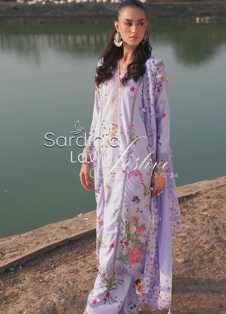 Sardinia Unstitched Embroidered Lawn 3 Piece Suit SRD26ULF D-10 MEADOW - Festive Collection