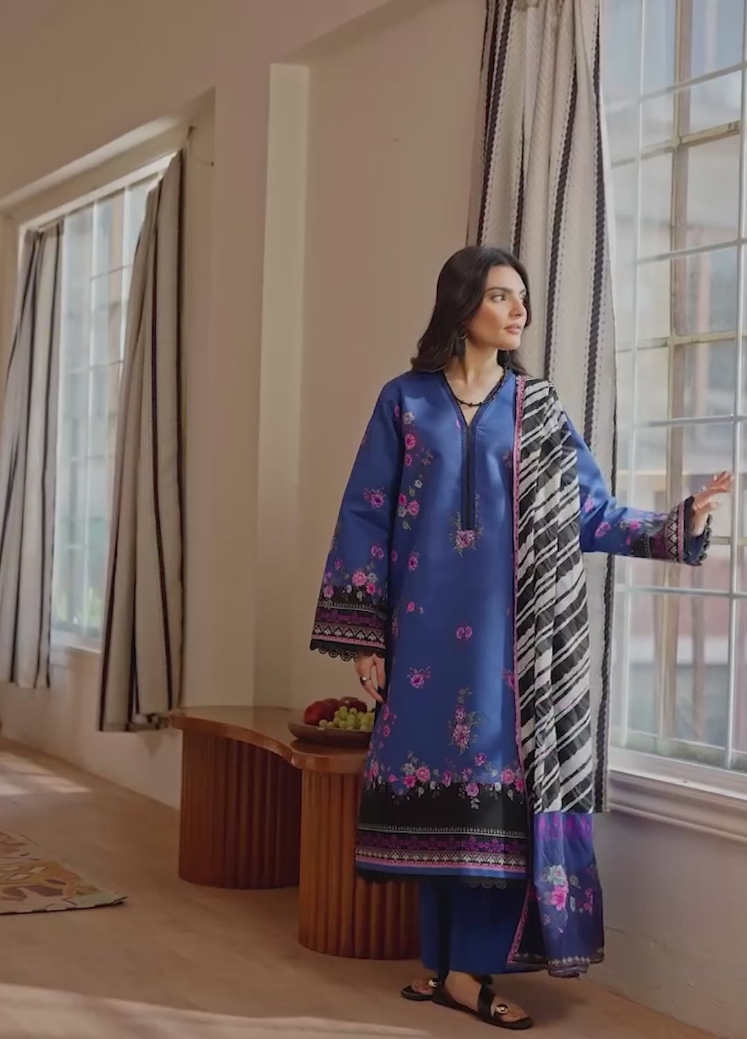 Nissa by RajBari Unstitched Printed Lawn 3 Piece Suit RB26ULN D-07 - Casual Collection