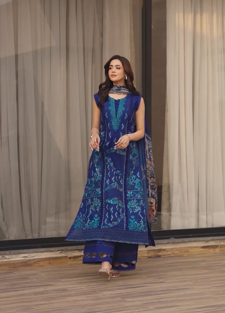 Aylin Unstitched Embroidered Luxury Lawn 3 Piece Suit AYL26UL D3 Midnight Iris - Summer Collection