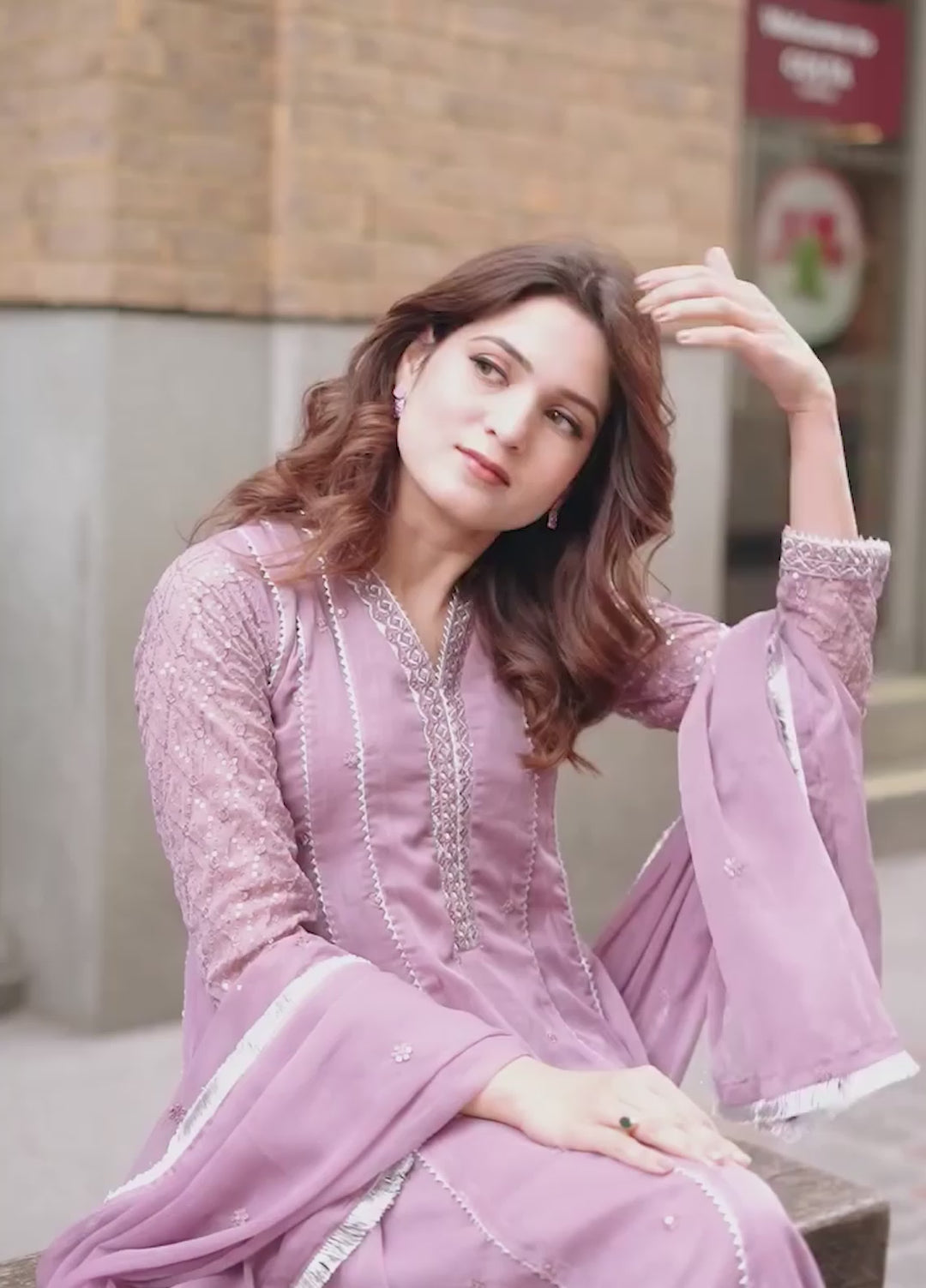 Mommy and Me by Abaan Zohan RTW Embroidered Chiffon 3 Piece Suit Kashish Lilac - Festive Collection