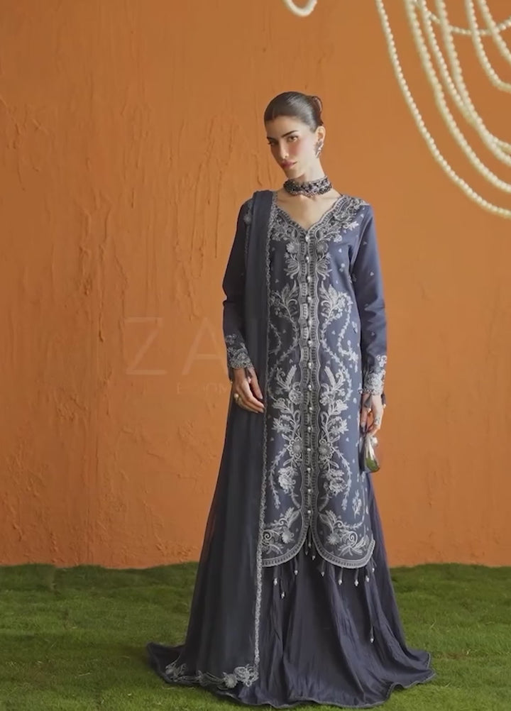 Blooming Flower by Zariya Unstitched Embroidered Lawn 3 Piece Suit ZRY26ULB NEVE ZB-60104 - Festive Collection