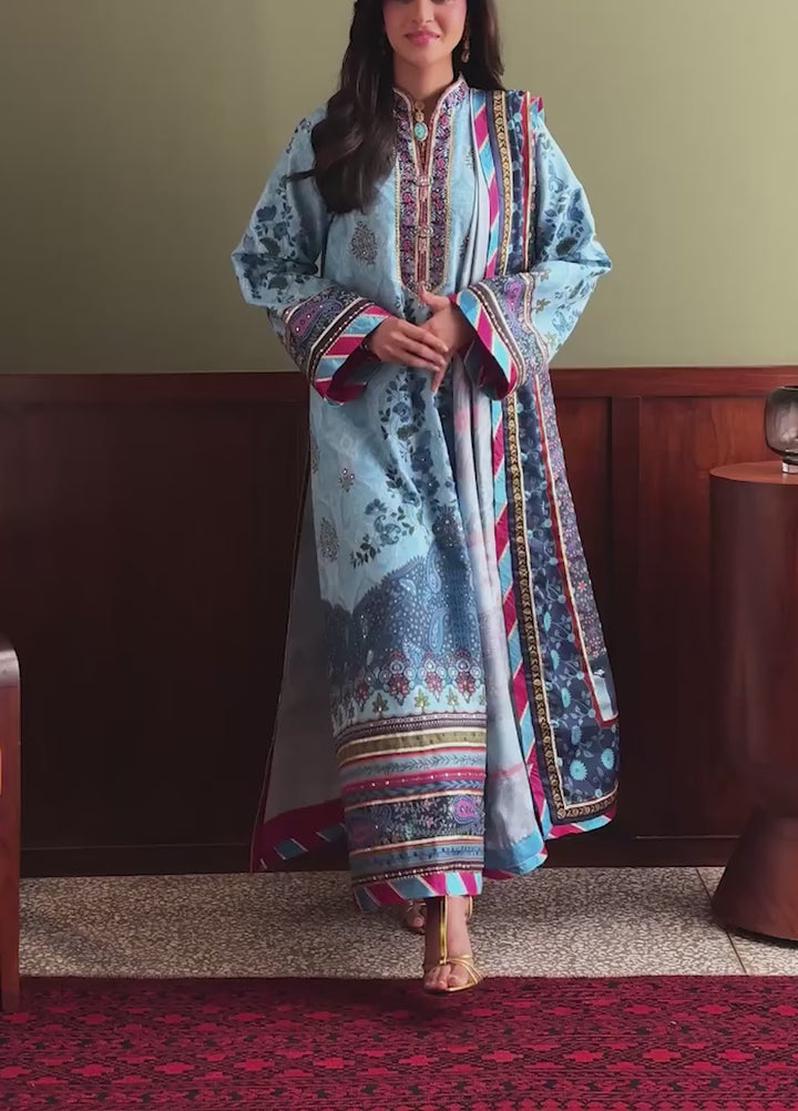 Nirvana by Mushq Unstitched Printed Raw Silk 3 Piece Suit MU26UNR In my Element HUNPS260102 - Festive Collection