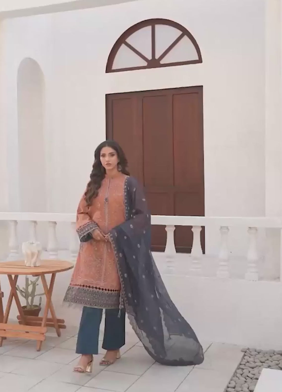 Salitex Unstitched Embroidered Chiffon 3 Piece Suit SUNW7CH104 - Festive Collection