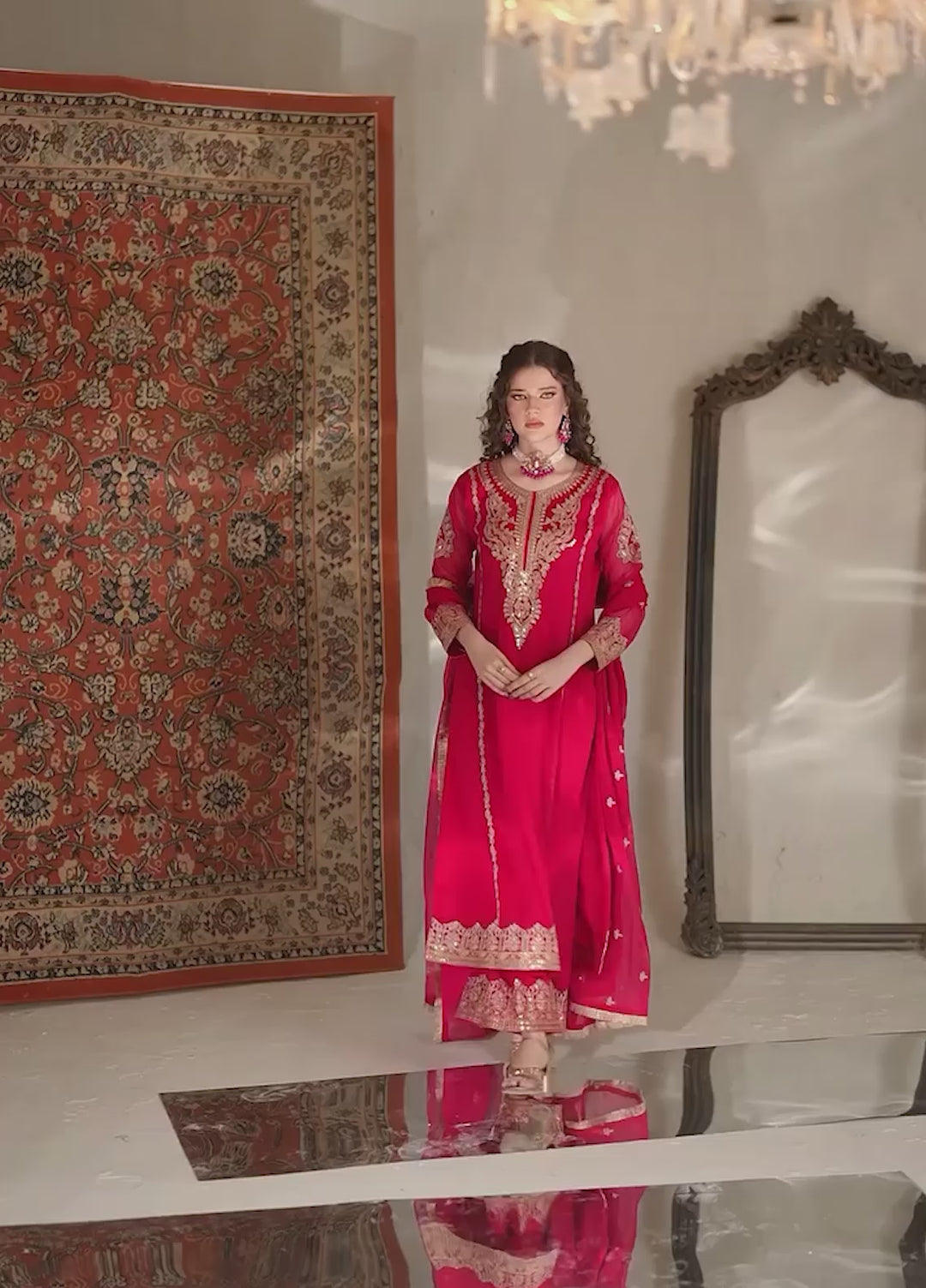 Abaan Zohan Women RTW Embroidered Chiffon 3 Piece Suit Andaz Pink - Festive Collection