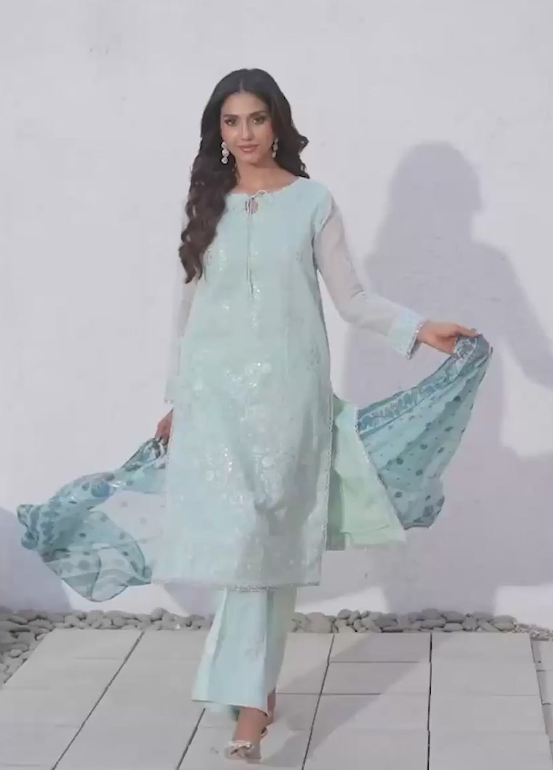 Salitex Unstitched Embroidered Net 3 Piece Suit SUNW7NO113 - Festive Collection