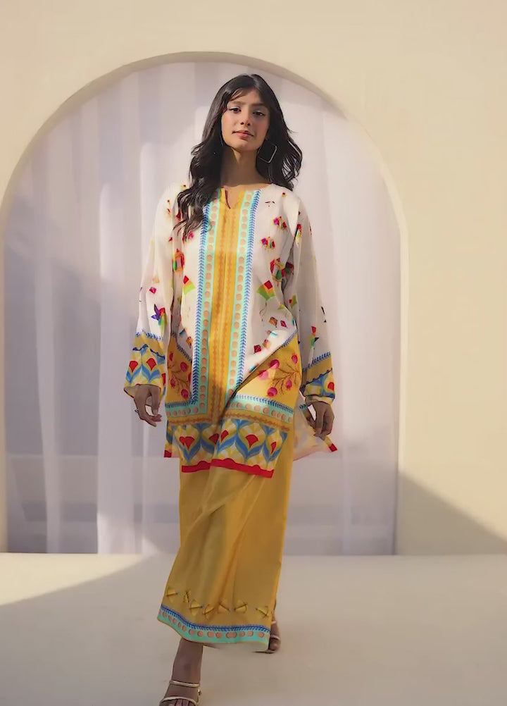 Printnation by Anayra Amal Unstitched Printed Ploy Raw Silk 2 Piece Sky Petals - Casual Collection
