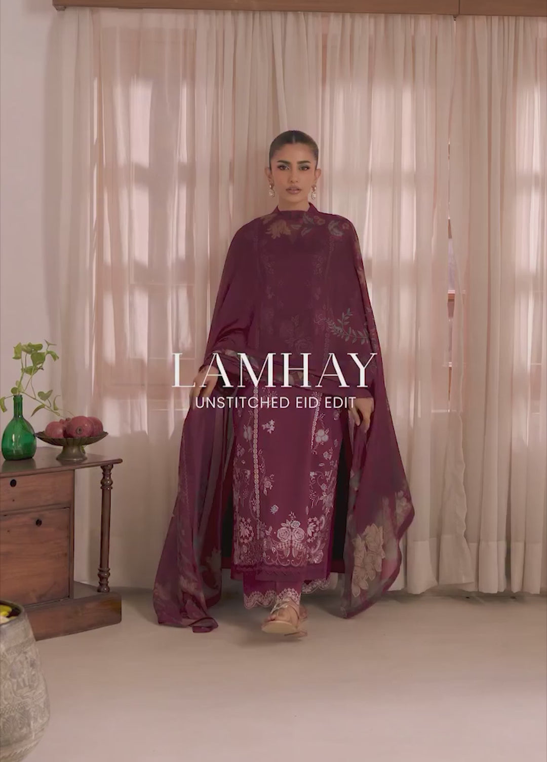 Lamhay by Seran Unstitched Embroidered Lawn 3 Piece Suit SN26ULL D3-Rehma - Eid Collection