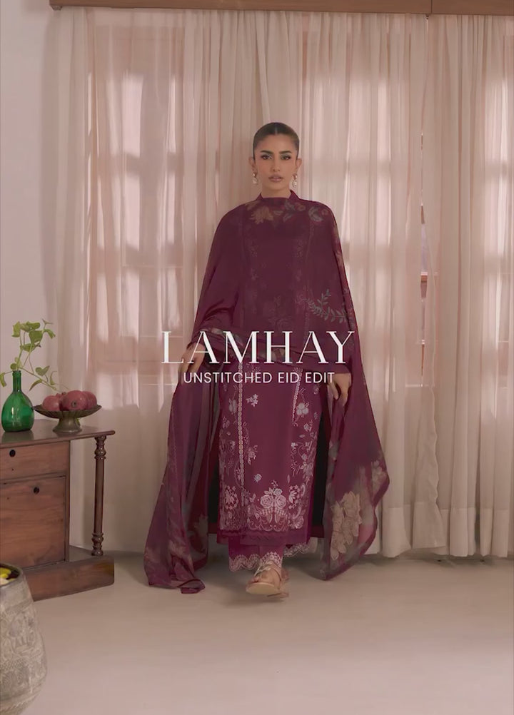 Lamhay by Seran Unstitched Embroidered Lawn 3 Piece Suit SN26ULL D3-Rehma - Eid Collection