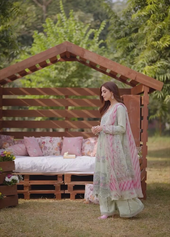 Elaf Premium Chikankari Unstitched Printed Lawn 3 Piece Suit EL26UPC ERC-7B NAHL - Summer Collection