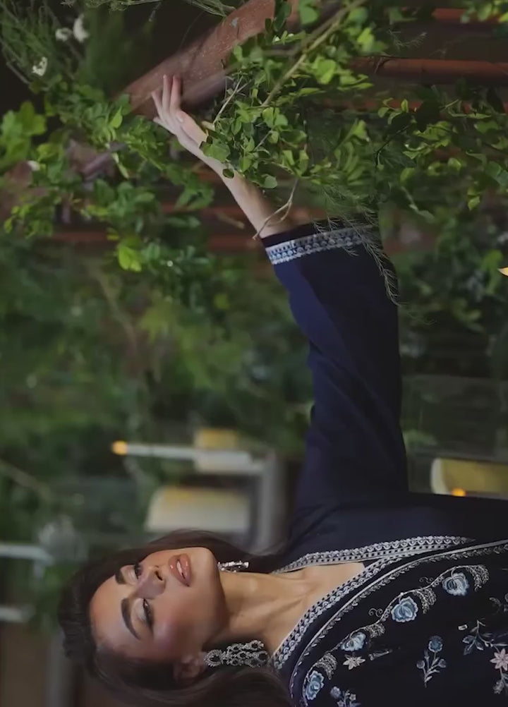Elayra by Sahar Pret Velvet 3 Piece Embroidered Dark Bloom - Festive Collection
