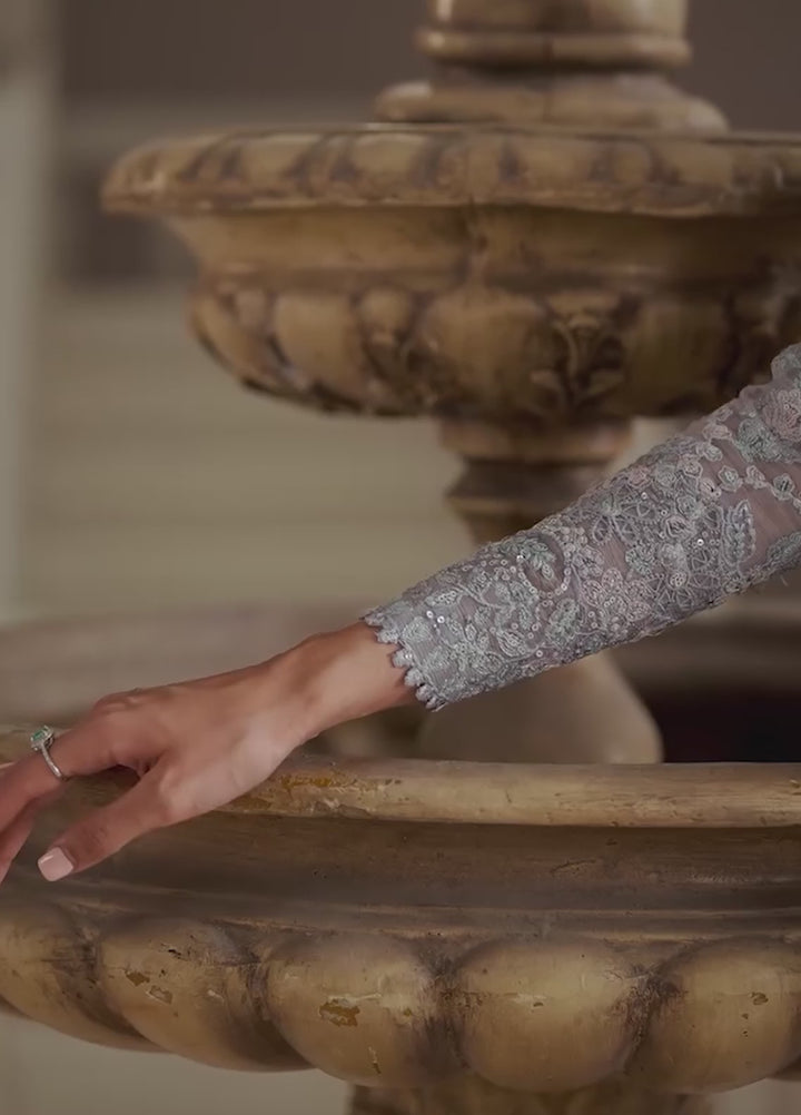 Modern Heirloom by Emaan Adeel Unstitched Embroidered Chiffon 3 Piece Suit EA26UMH Blue Verse - Festive Collection