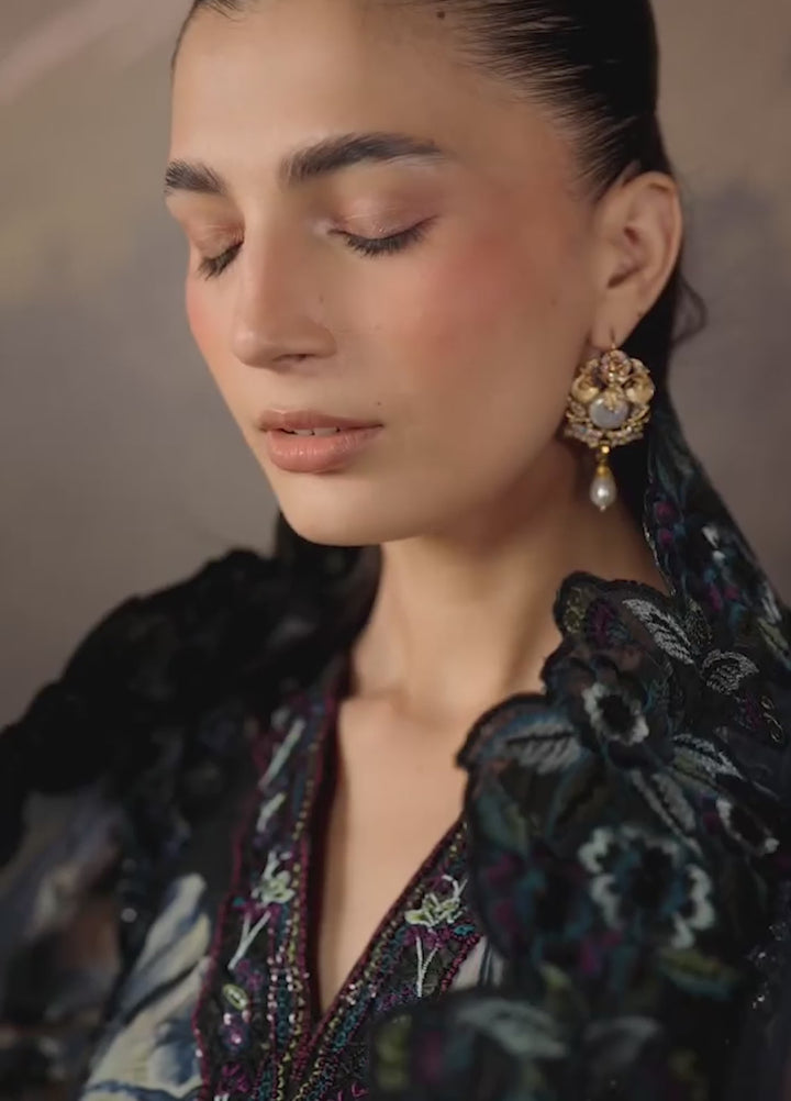 Divani by Daria Unstitched Embroidered Chiffon 4 Piece Suit DN26UD DA-123 6-BLACK - Festive Collection