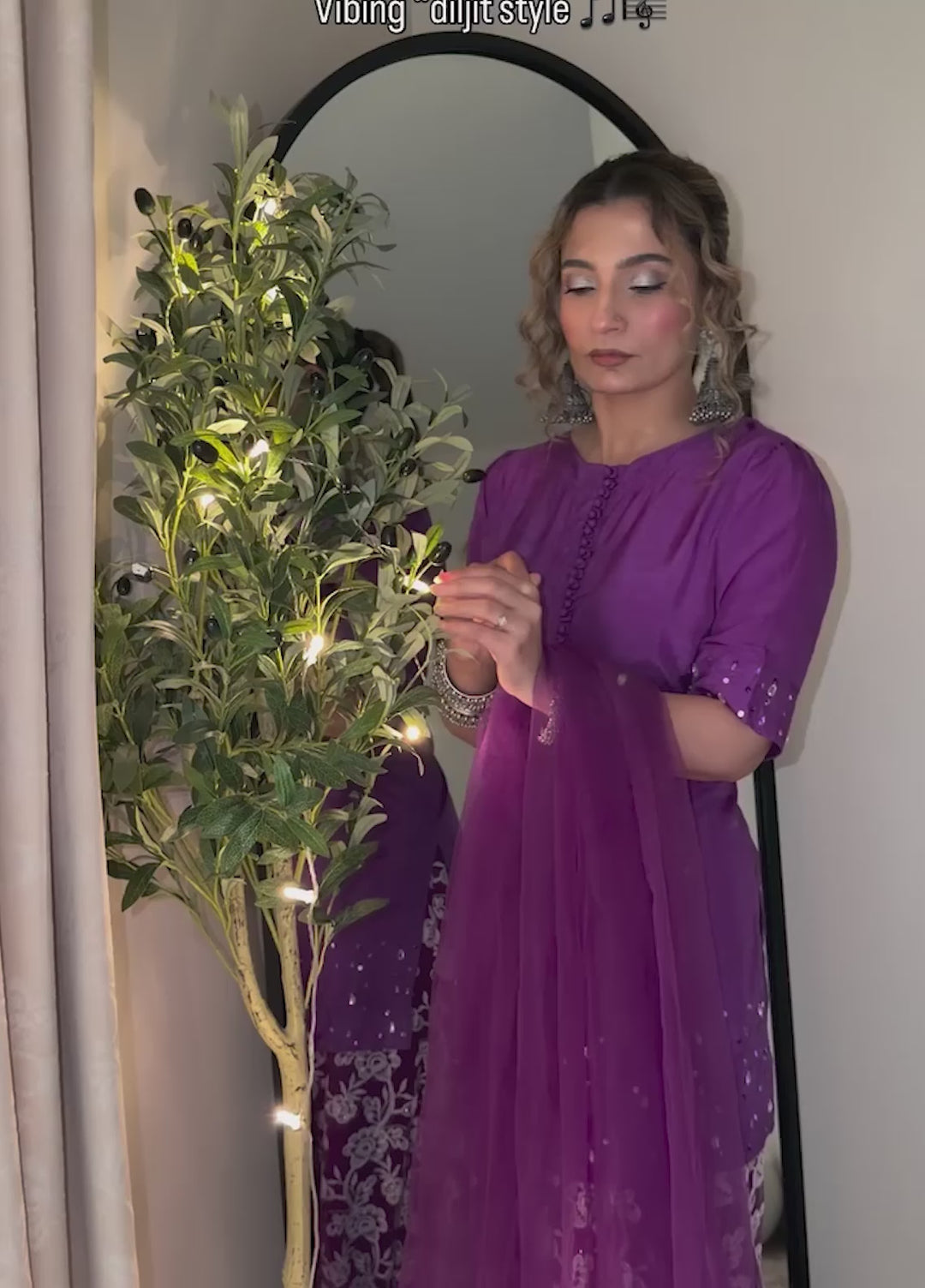 Ombrella Pret Embroidered Korean Raw Silk 3 Piece Pallete Of Purple