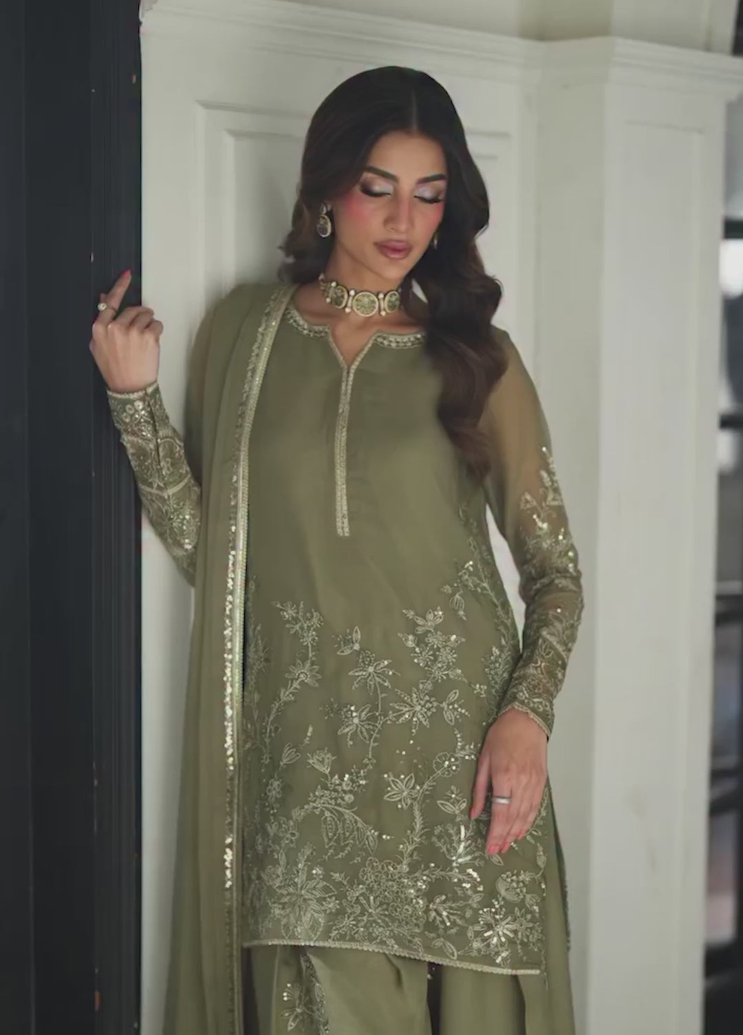 Maison d'or by Sahane Unstitched Embroidered Chiffon 3 Piece Suit CT-27003 CHELYE - Festive Collection