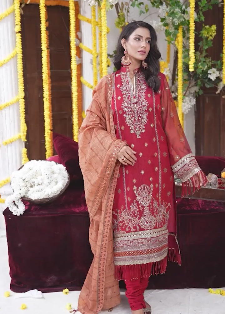 Salitex Unstitched Embroidered Khaddi Net 3 Piece Suit SUNS7JI065UT - Festive Collection