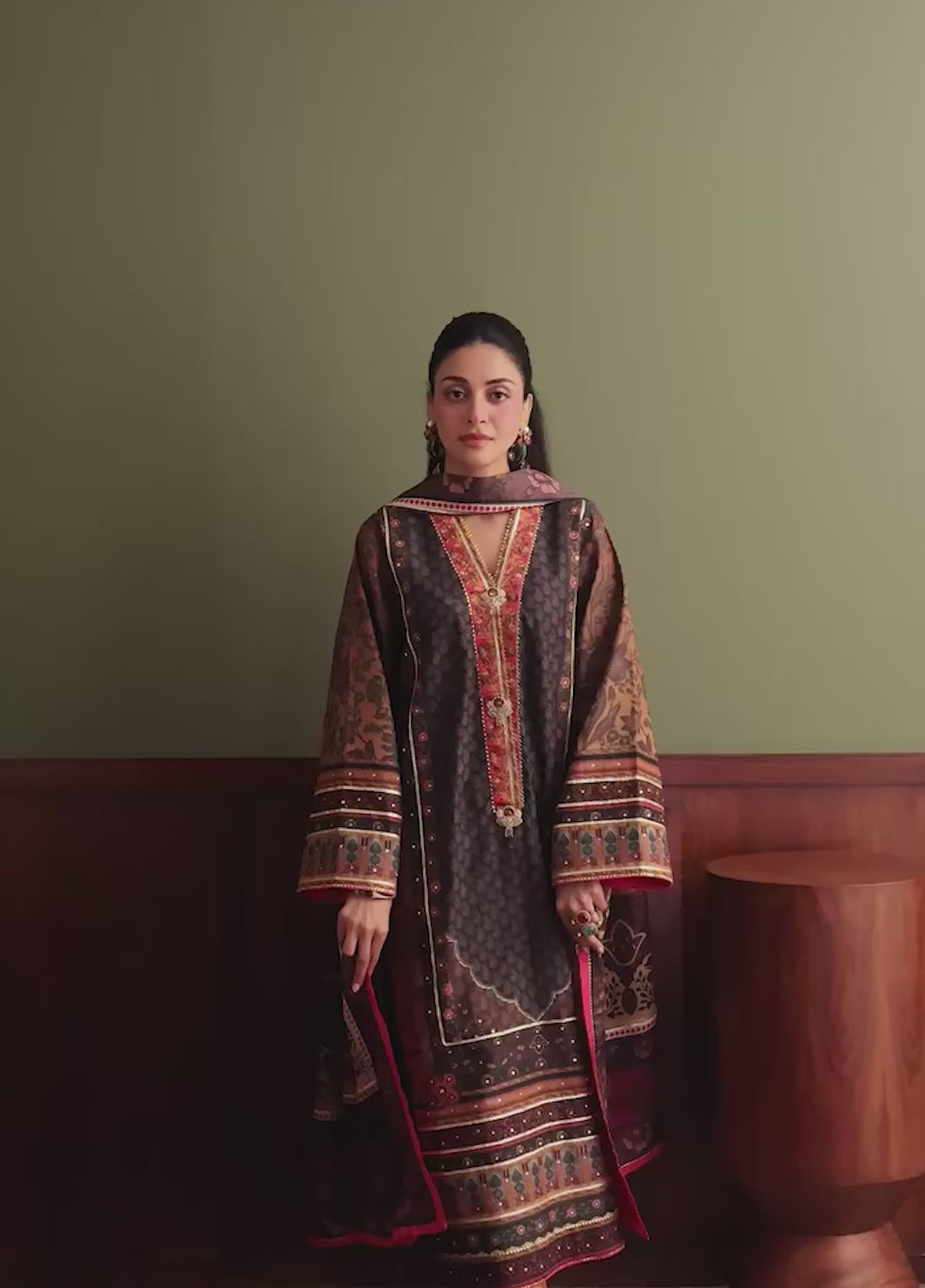 Nirvana by Mushq Unstitched Printed Raw Silk 3 Piece Suit MU26UNR Naturally Me HUNPS260110 - Festive Collection