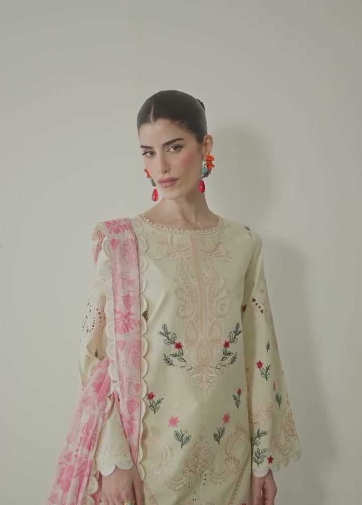 Blooming Flower by Zariya Unstitched Embroidered Lawn 3 Piece Suit ZRY26ULB MAIA ZB-60106 - Festive Collection