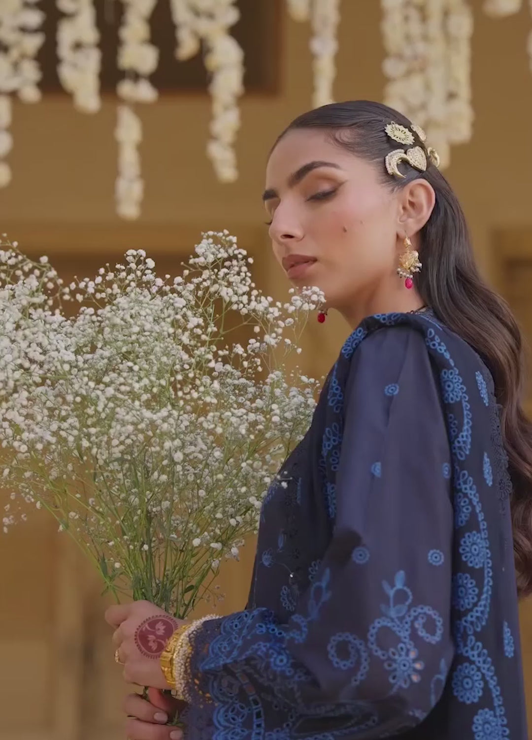 Sahar Unstitched Chikankari Lawn Nocturne Indigo 3 Piece Suit CK-26-V2-07 - Summer Collection