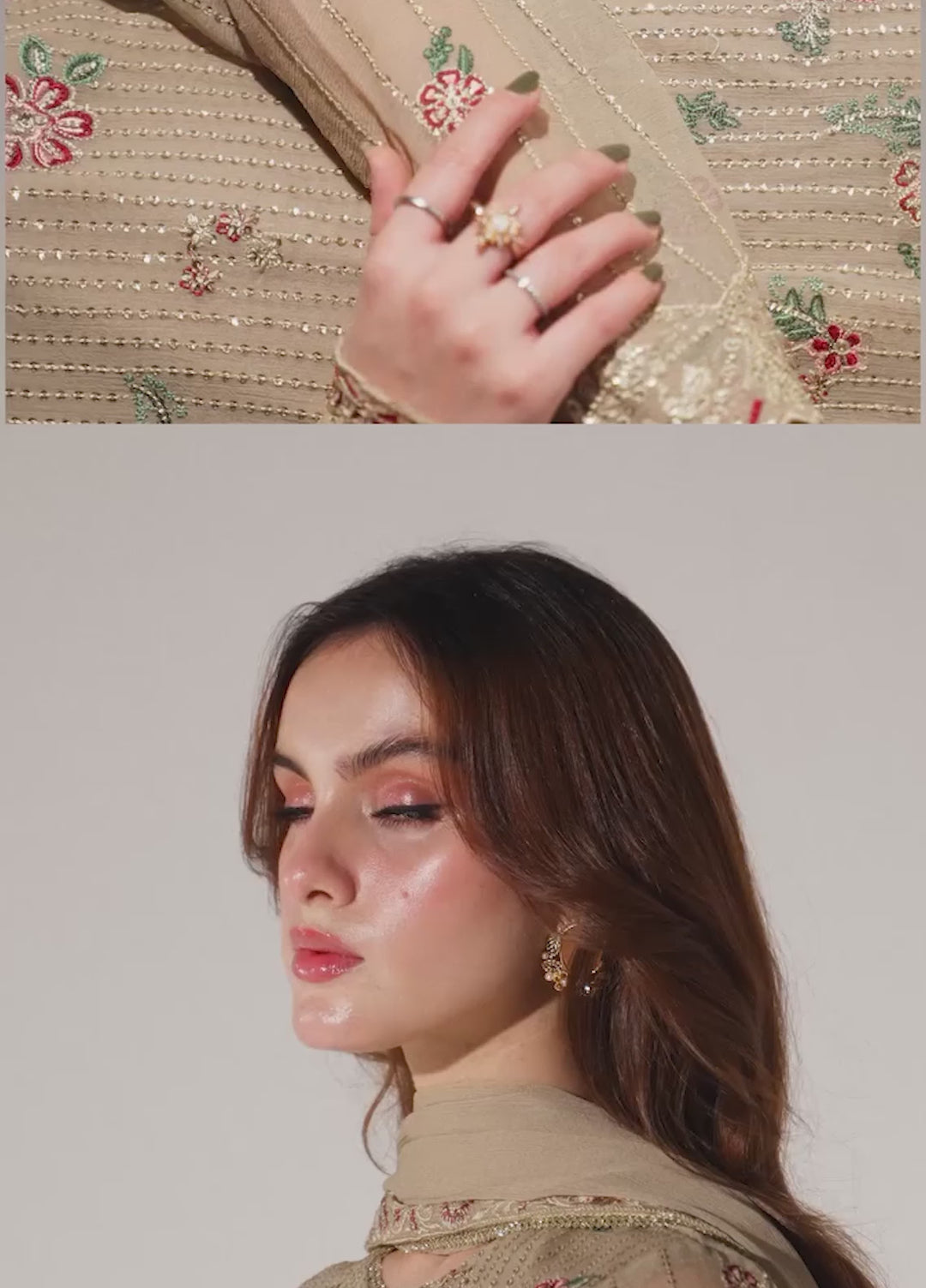 Sahane Pret Embroidered Chiffon 3 Piece Suit ME-01 Sable