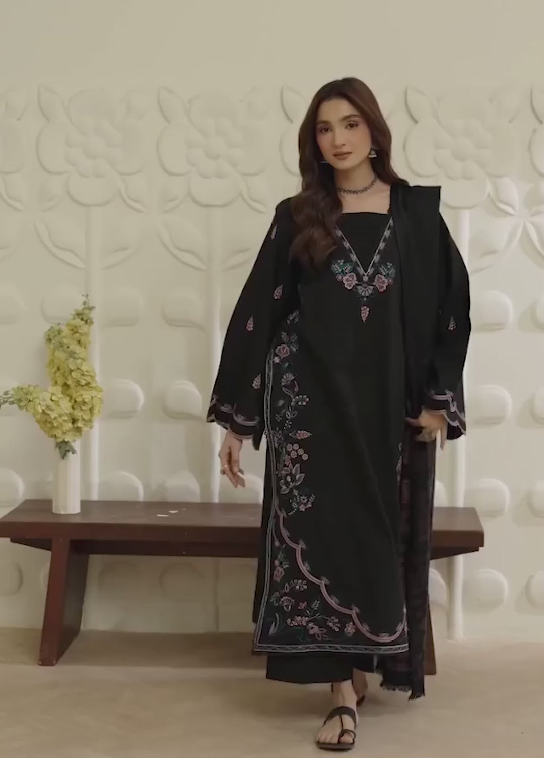 Onara by Humdum Unstitched Embroidered Khaddar 3 Piece Suit HD26UKO D-01 - Winter Collection