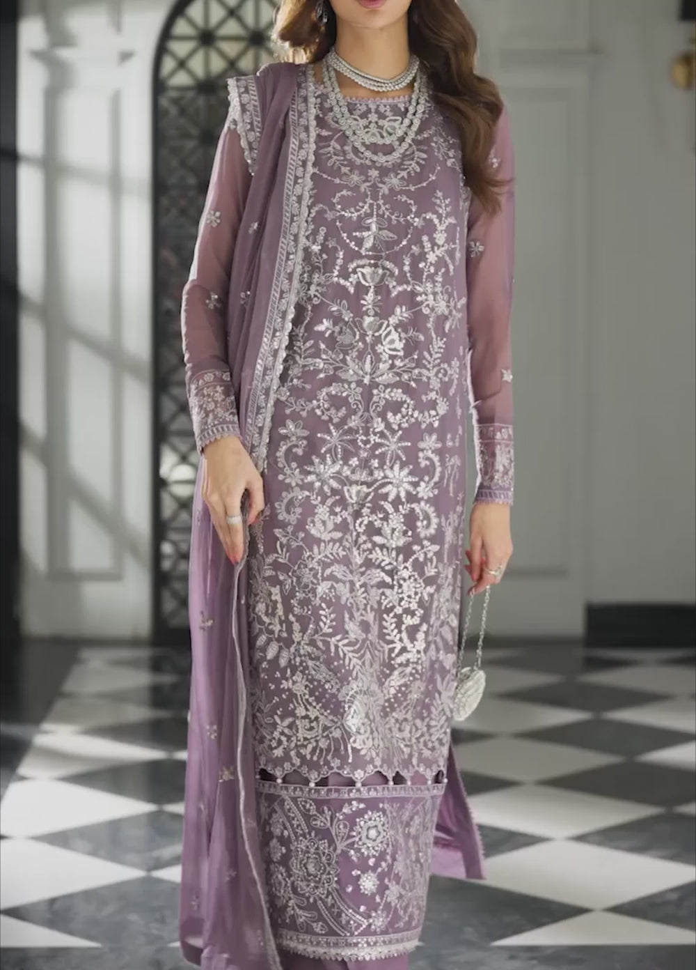 Maison d'or by Sahane Unstitched Embroidered Chiffon 3 Piece Suit CT-27001 PERIWINKLE - Festive Collection