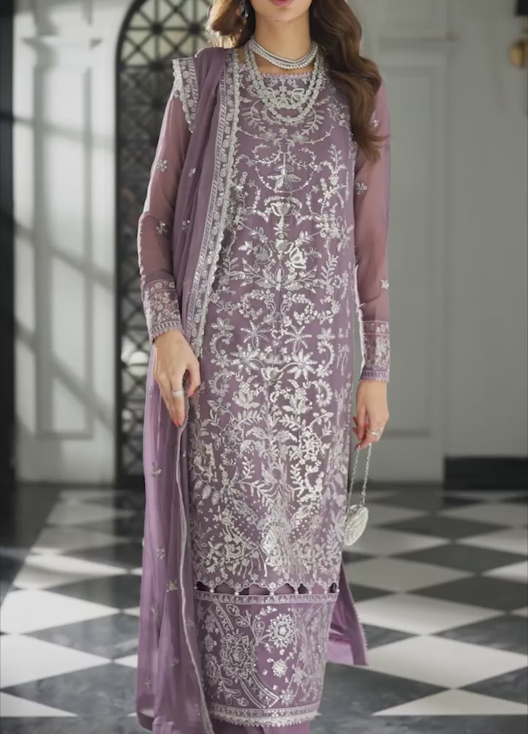 Maison d'or by Sahane Unstitched Embroidered Chiffon 3 Piece Suit CT-27001 PERIWINKLE - Festive Collection