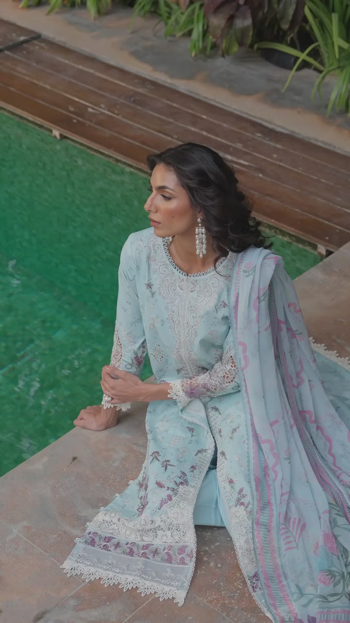 Florent Unstitched Embroidered Luxury Lawn 3 Piece Suit FL26FLL FZ-2B - Eid Collection