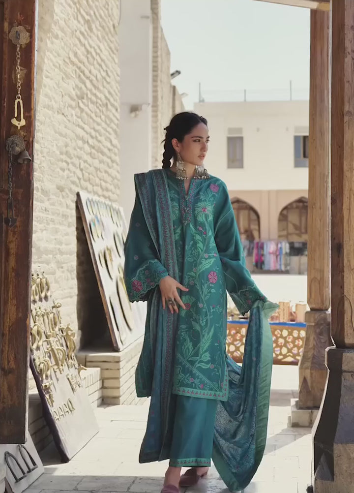 Beneath Bukhara by Mushq Unstitched Embroidered Corduroy 3 Piece Suit MU26UBBW Azure Courtyard HUNWI260109 - Winter Collection