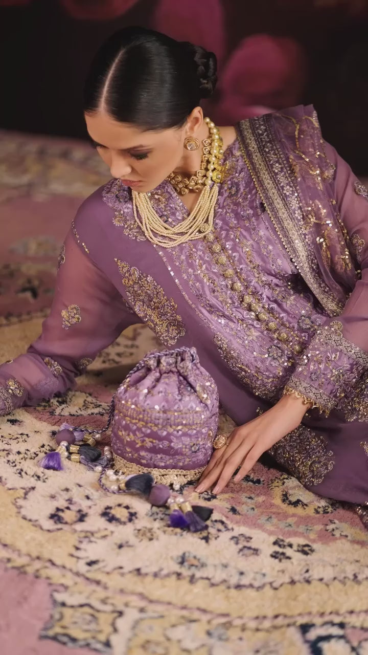 Royale Eternel by Roheenaz Unstitched Embroidered Chiffon 3 Piece Suit RN26URE Blush Whisper RUNCH260103 - Wedding Collection