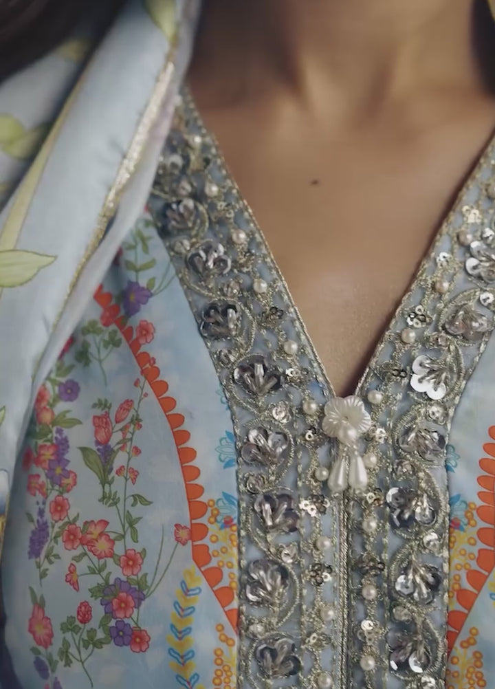 Aira by Gulaal Unstitched Printed Silk 3 Piece Suit GL26USA Misty GS-10 - Festive Collection