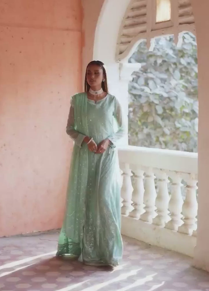 Salitex Unstitched Embroidered Poly Net 3 Piece Suit SUNW7JI117UT - Eid Collection