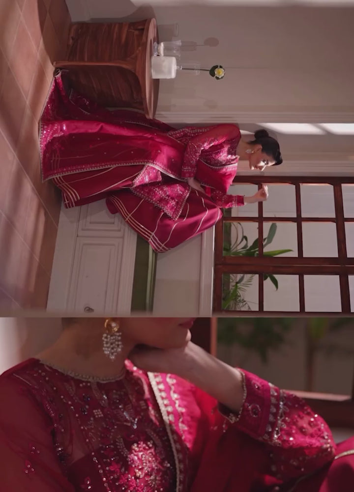 Yashfa Unstitched Hand Work Organza 4 Piece Suit BANUKSHA - Wedding Collection