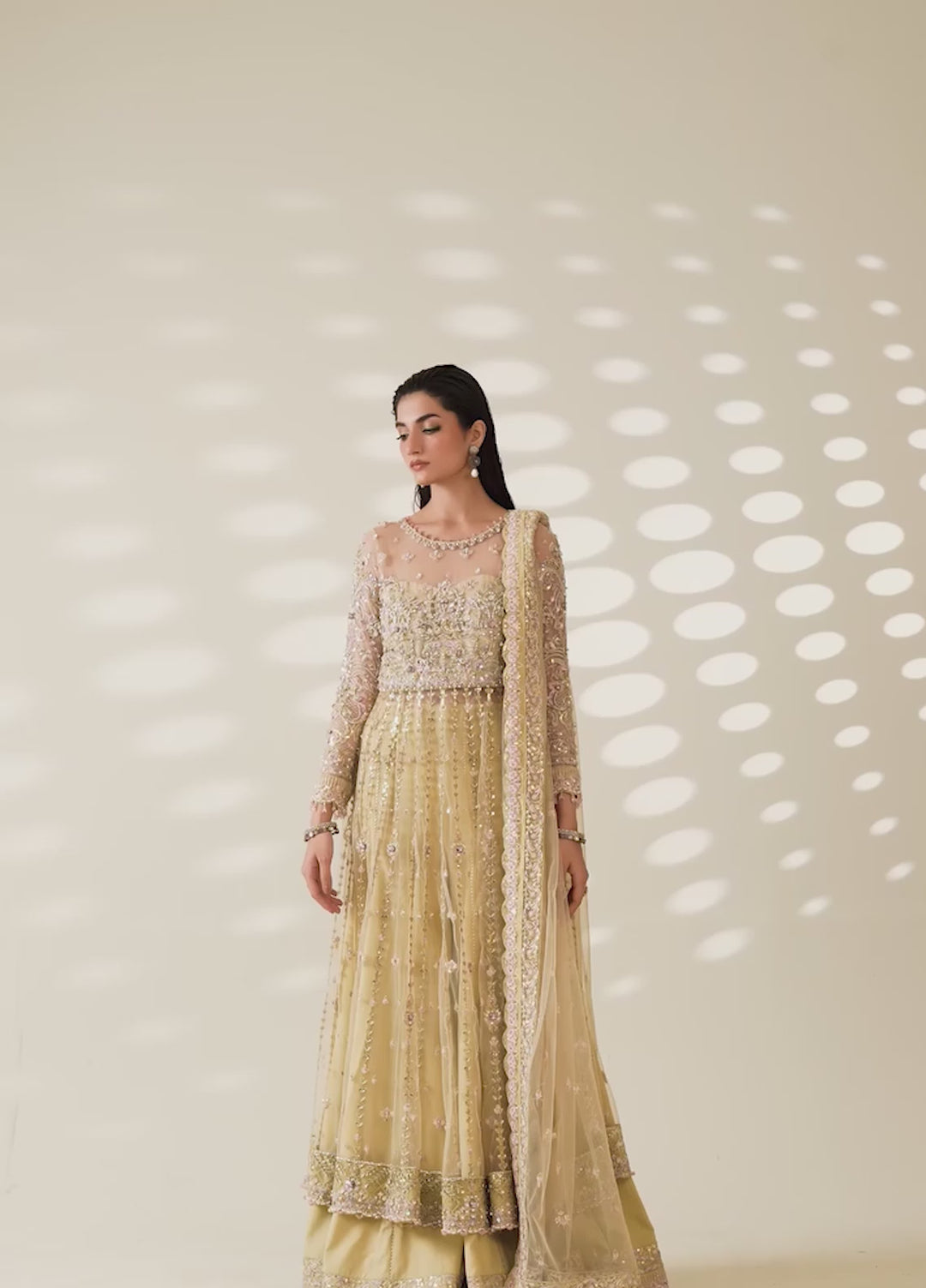 Etoile Filante by Enzo RTW Hand work Bareeze Net 3 Piece Suit REVEUSE Wedding Collection