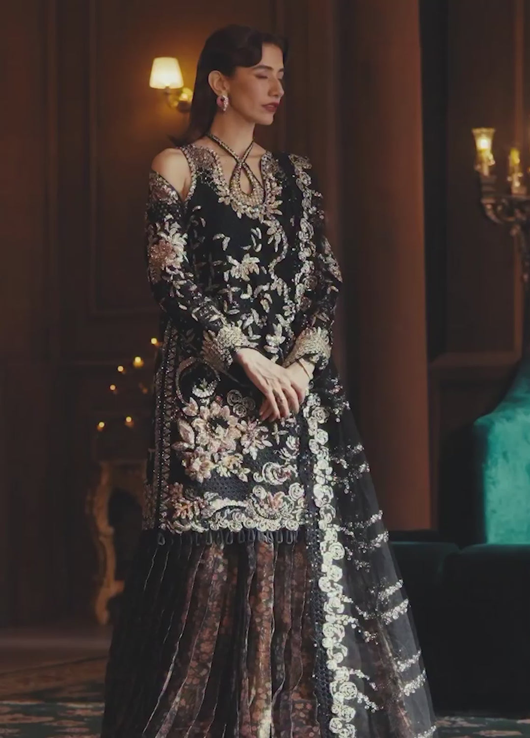 Hayat by Afrozeh Unstitched Organza Embroidered Suits 3 Piece AF25HU AFH-25-07 SARAVЕ - Festive Collection