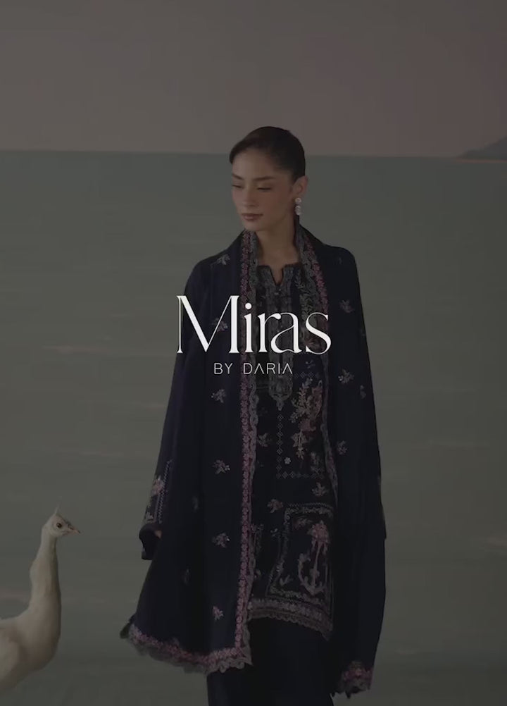 Miras by Daria Unstitched Embroidered Leather Peach 3 Piece Suit DN26UML DA-135 - Fextive Collection