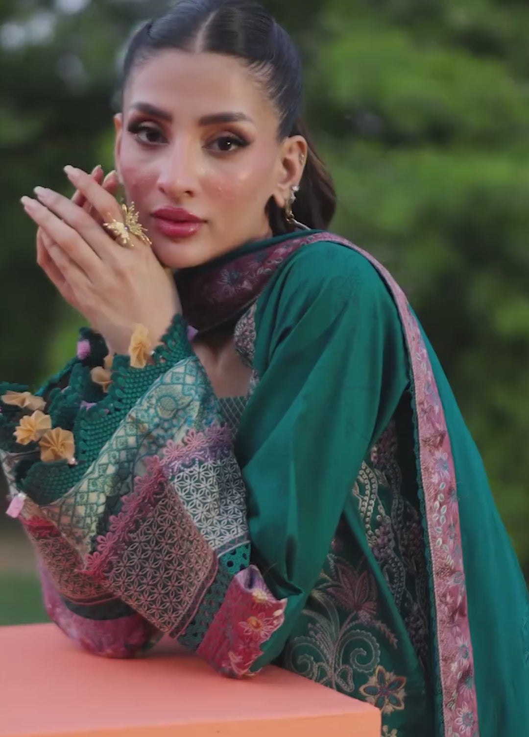 Odyssey by Florent Unstitched Embroidered Lawn 3 Piece Suit FL26UOL FZ-3A - Eid Collection