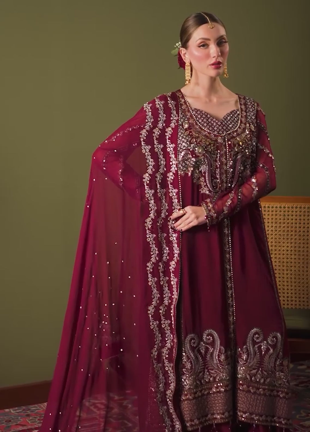 Elaya by Nureh Unstitched Embroidered Chiffon 4 Piece Suit NU26UEF NEL-92 - Festive Collection