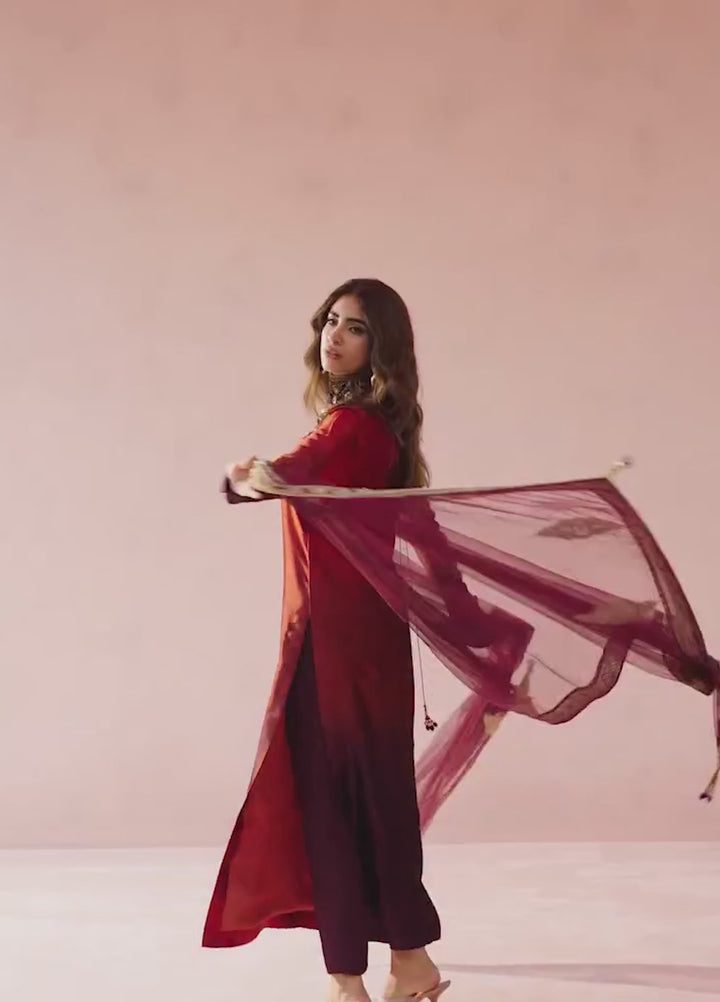 Eterna by Musferah Saad Pret Embroidered Tissue Silk 2 Piece Sunset Ombre - Festive Collection