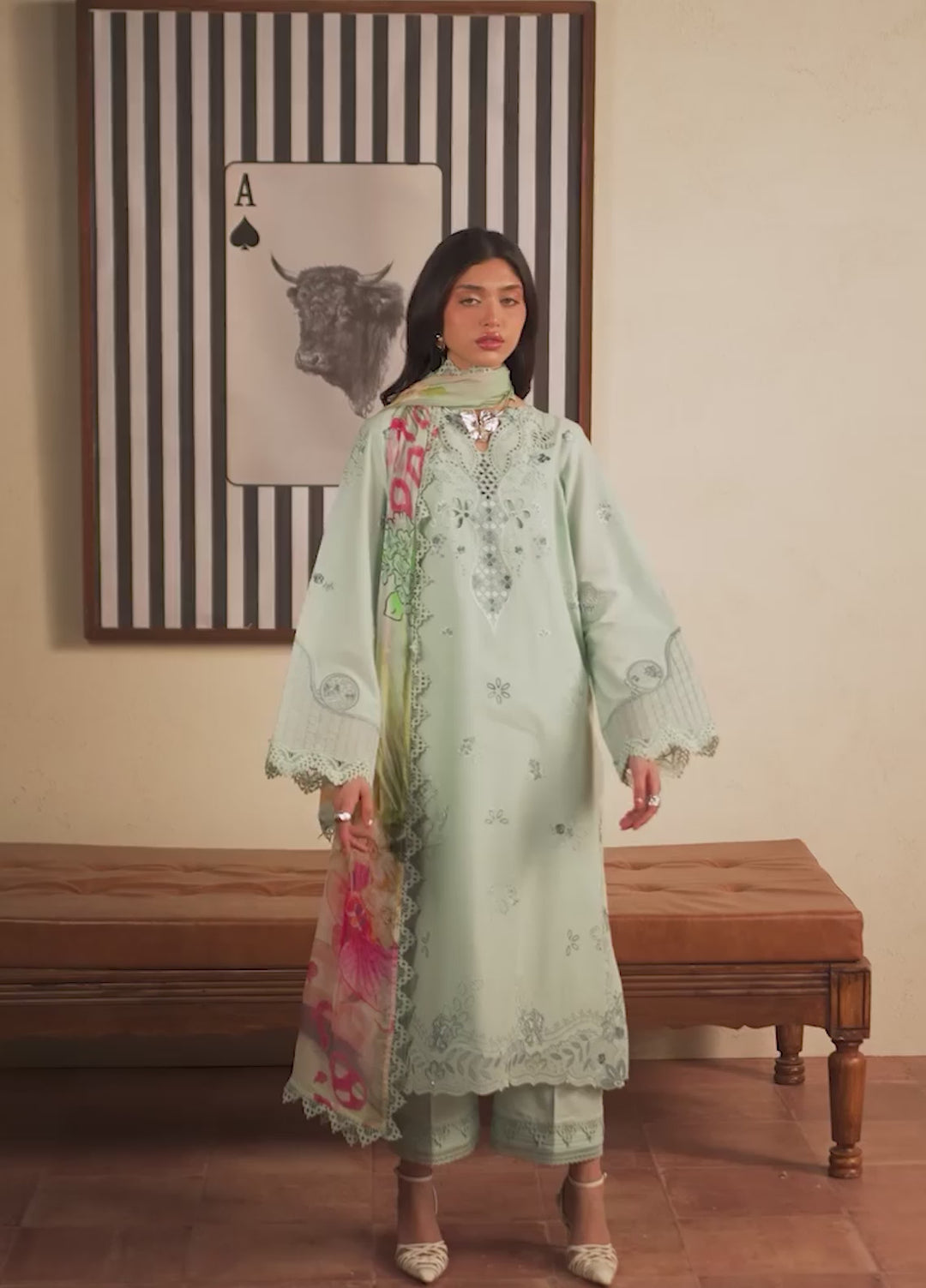 Raha by Nureh Unstitched Embroidered Lawn Doria 3 Piece Suit NU26ULR NE-250 - Summer Collection