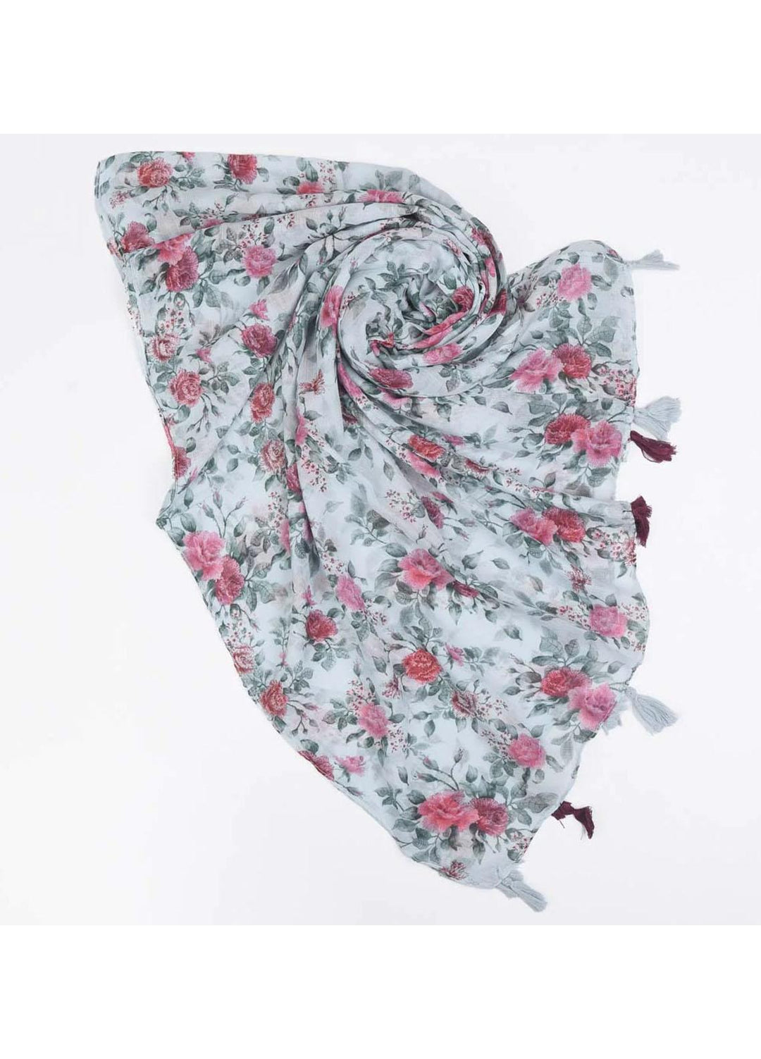 Abaya pk Printed Cotton  Hijab ABA22PH GREY TASSEL - Printed Hijabs