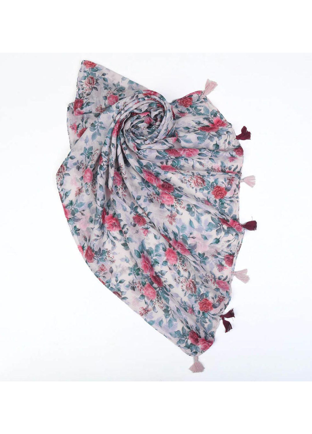 Abaya pk Printed Cotton  Hijab ABA22PH OFF-WHITE TASSEL - Printed Hijabs