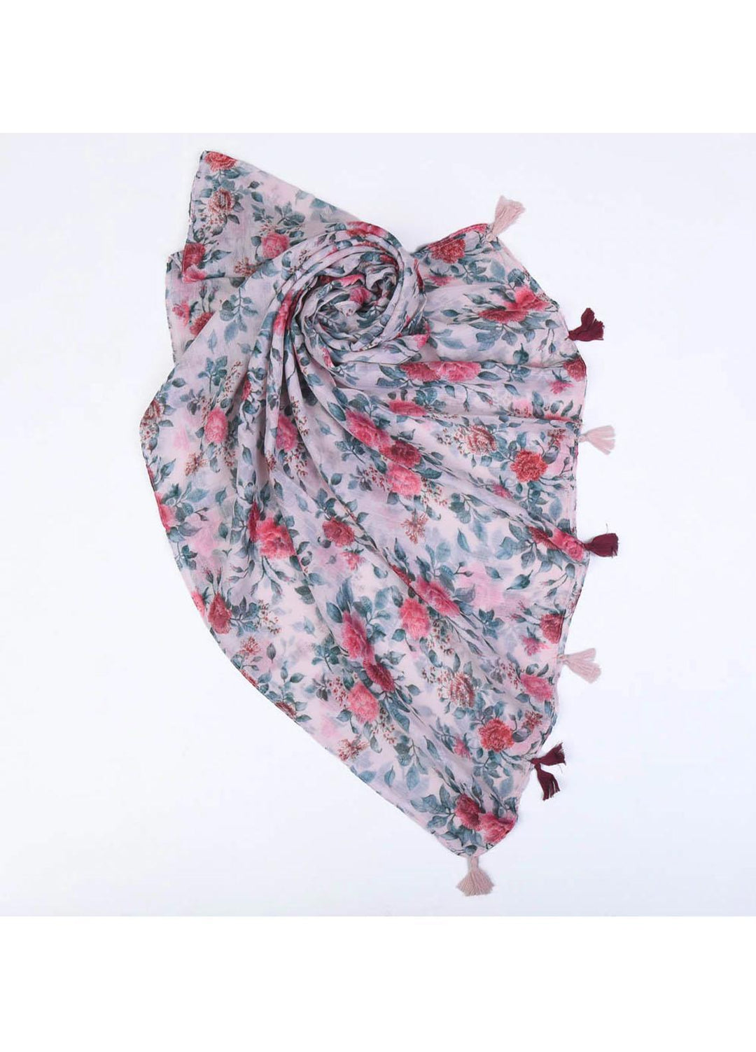 Abaya pk Printed Cotton  Hijab ABA22PH PINK TASSEL - Printed Hijabs