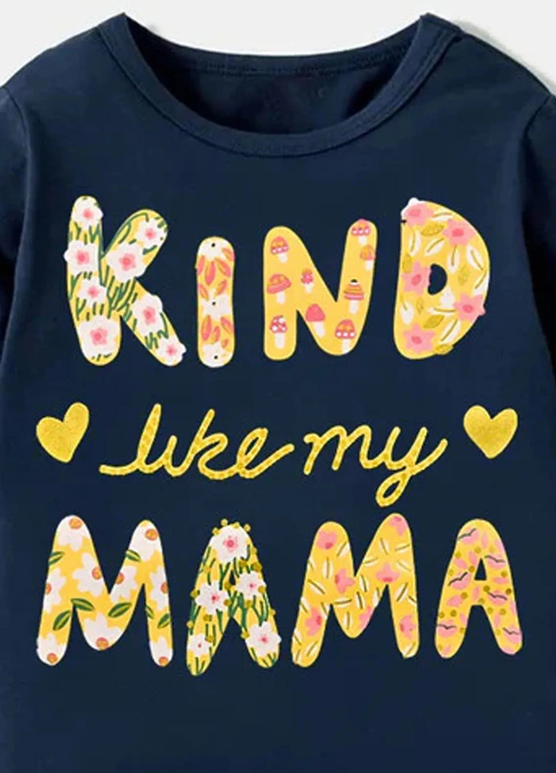 Baby Nest Printed Kind Like My Mama Full Sleeves T Shirts for Kids Navy Blue - SBT-316