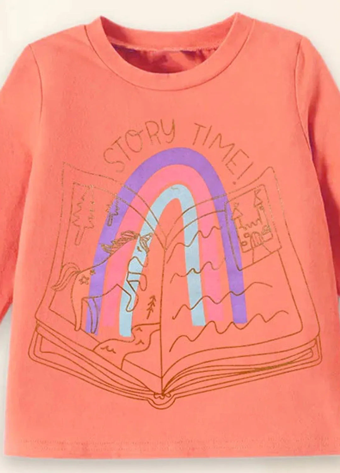 Baby Nest Printed Story Time Full Sleeves T Shirts for Kids Pink - SBT-332