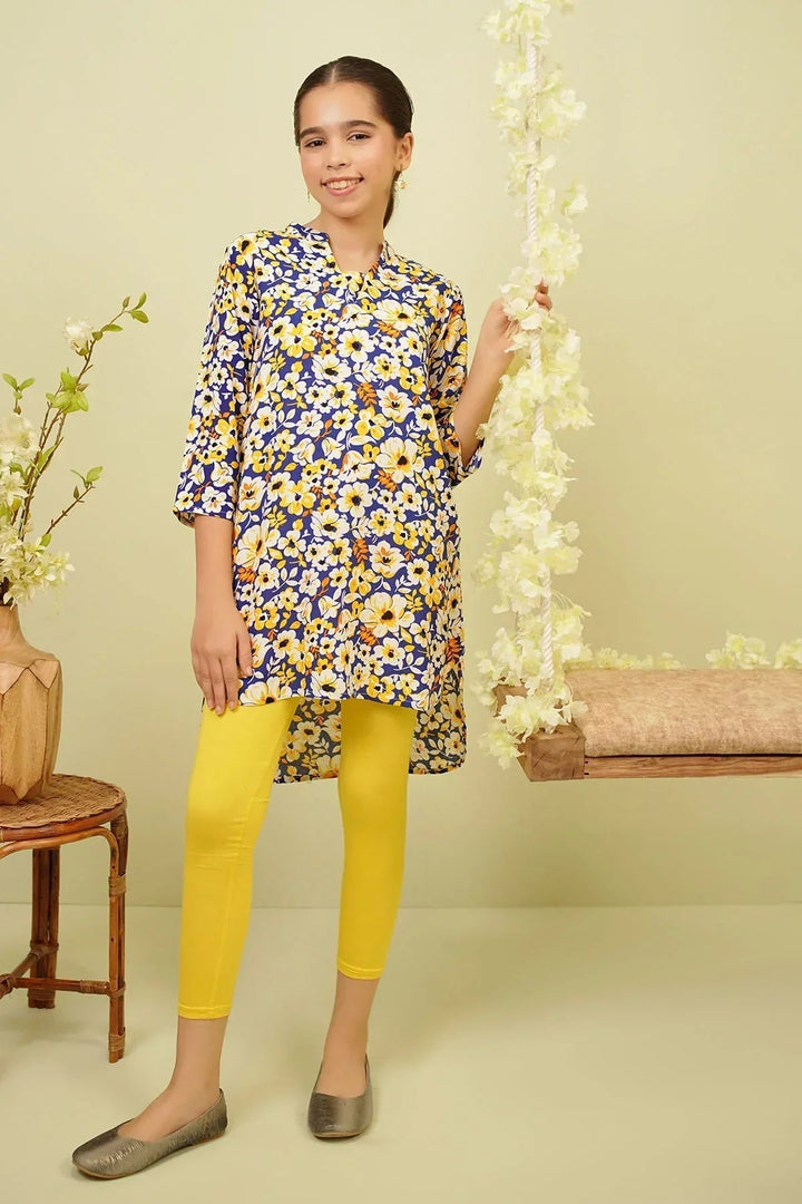 Ochre RTW Printed Girls 1 Piece Boski Linen Kurta PRC-39 - Summer Collection