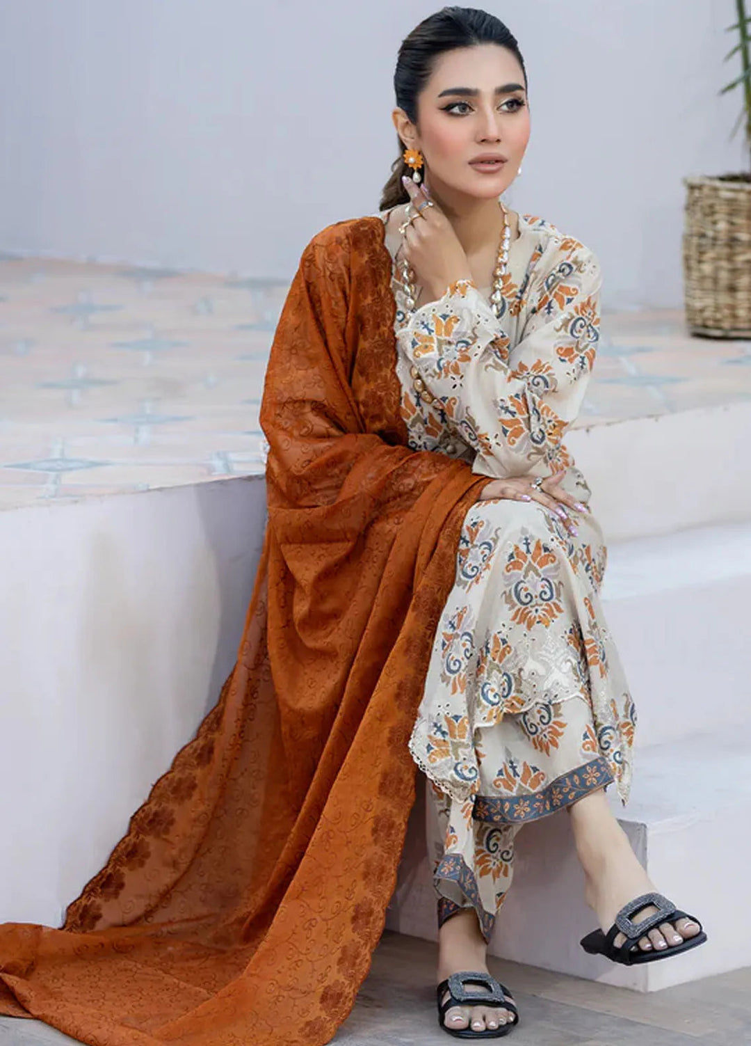 Printkari By Noorma Kaamal Embroidered Lawn Suit Unstitched 3 Piece NK24PK2 NK-PK-20 - Summer Collection
