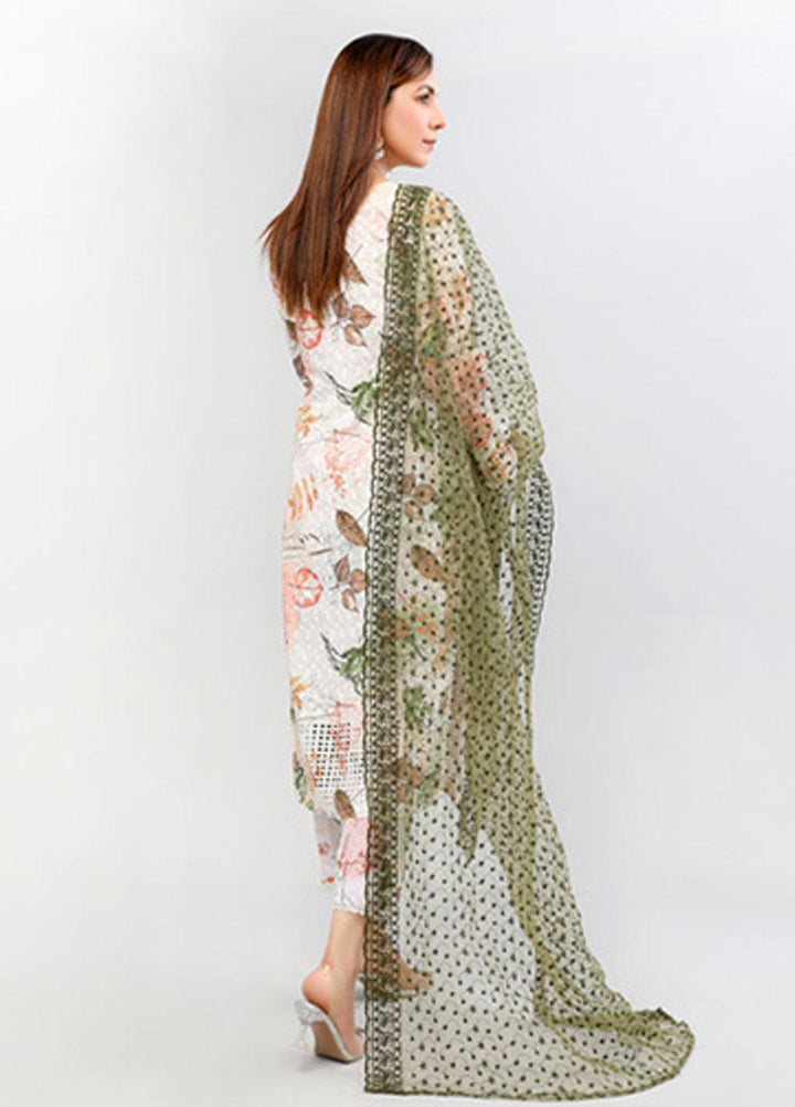 PrintKari By Noorma Kaamal Chikankari Schiffli Suits Unstitched 3 Piece NK23PK NK-DCP-01 - Summer Collection